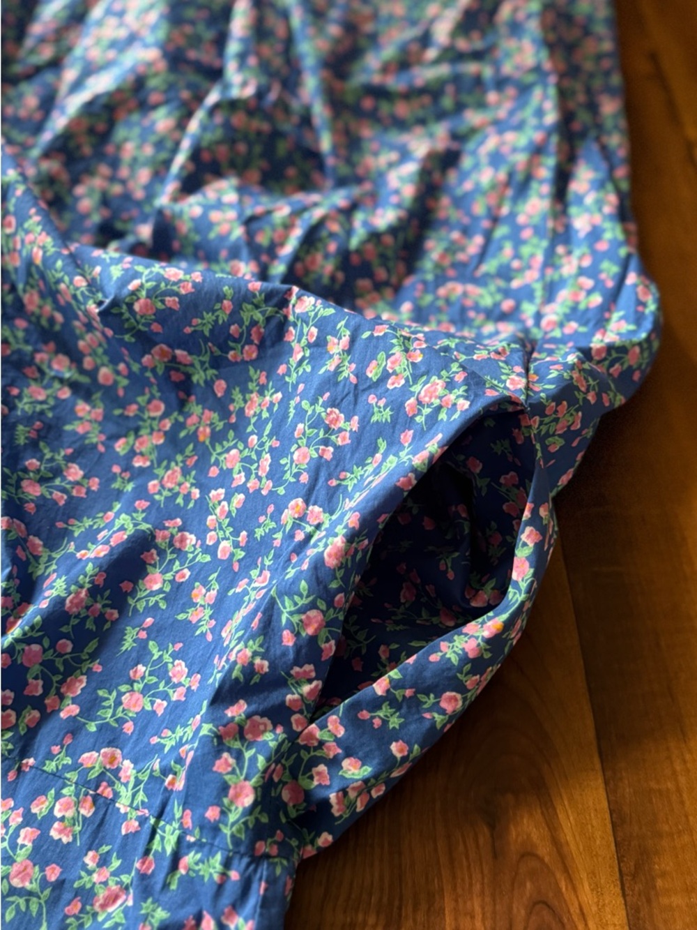 Ivy City Co Vintage Inspired Blue Floral Zip-Back Button Dress Pink Blossoms 16W - Picture 10 of 13